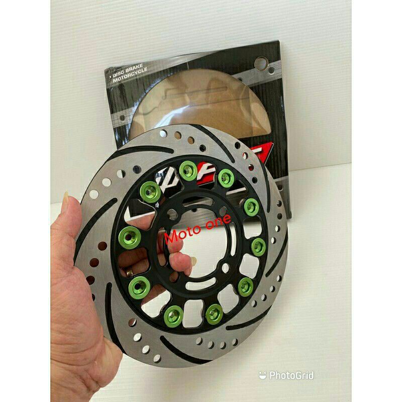 Disc depan piringan disc brake mufac ukuran 220mm universal N64 black green