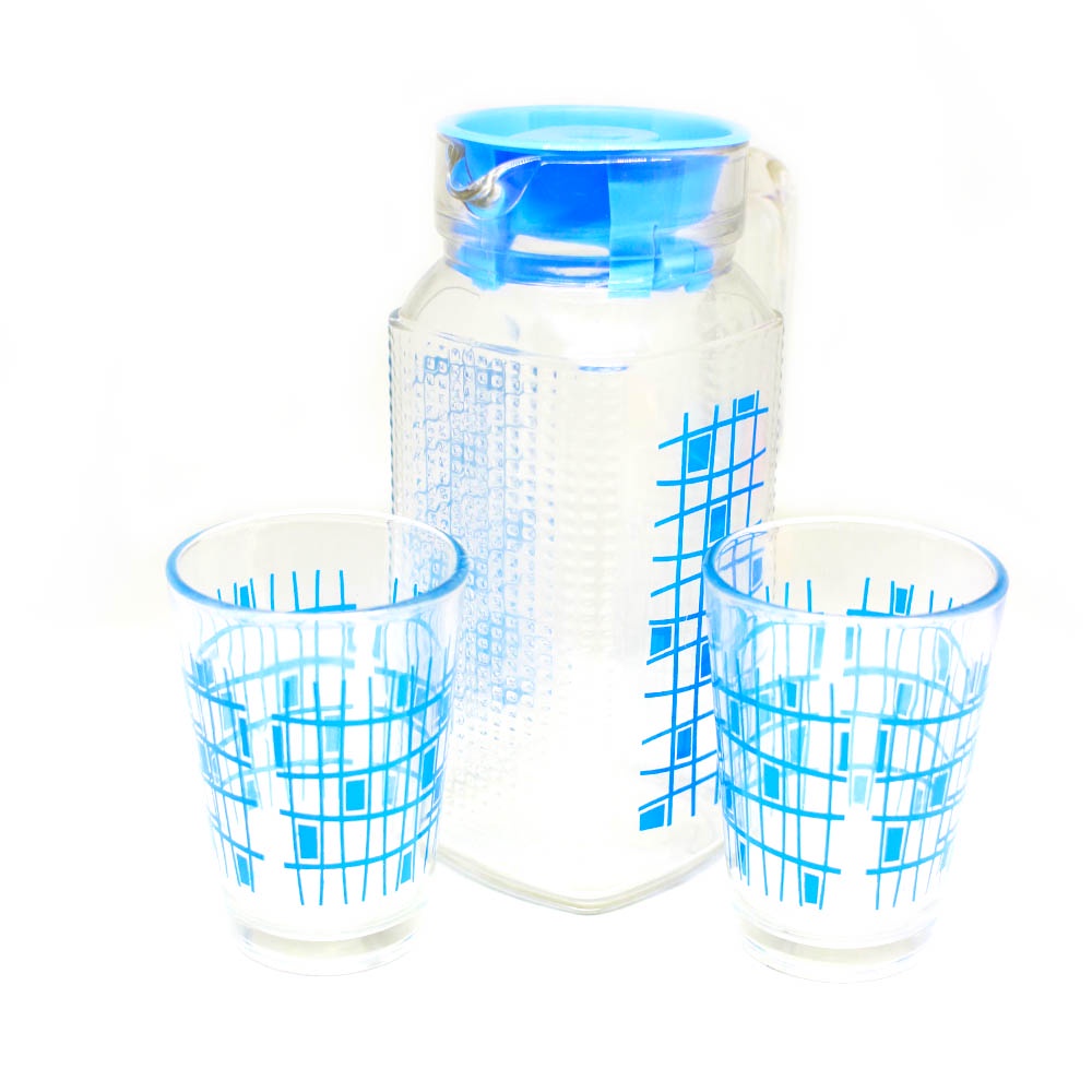 FM - Pitcher Set teko gelas kaca isi 3 pcs - Random Warna 864-827