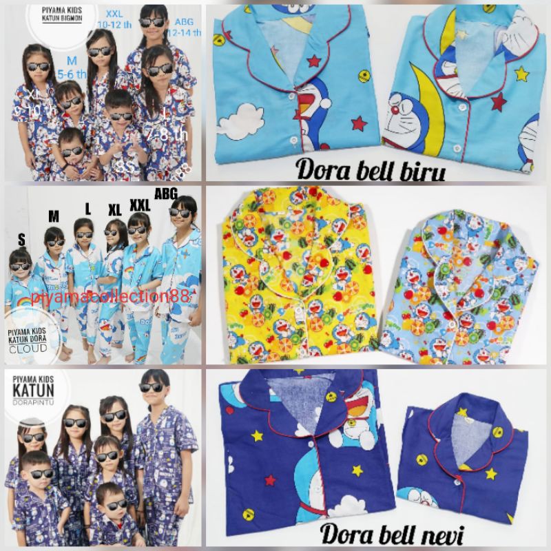 baju tidur anak setelan celana panjang lengan pendek piyama set couple motif katun jepang karakter