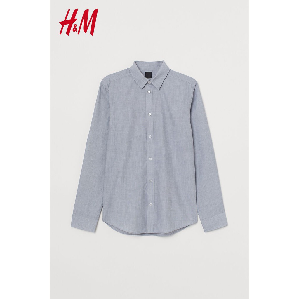 H&amp;M Kemeja Kerja Kantor Easy Iron Slim Fit Shirt Abu Original