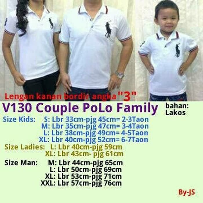 Couple Pasangan Baju Kaos Polo Family White Putih Keluarga Atasan