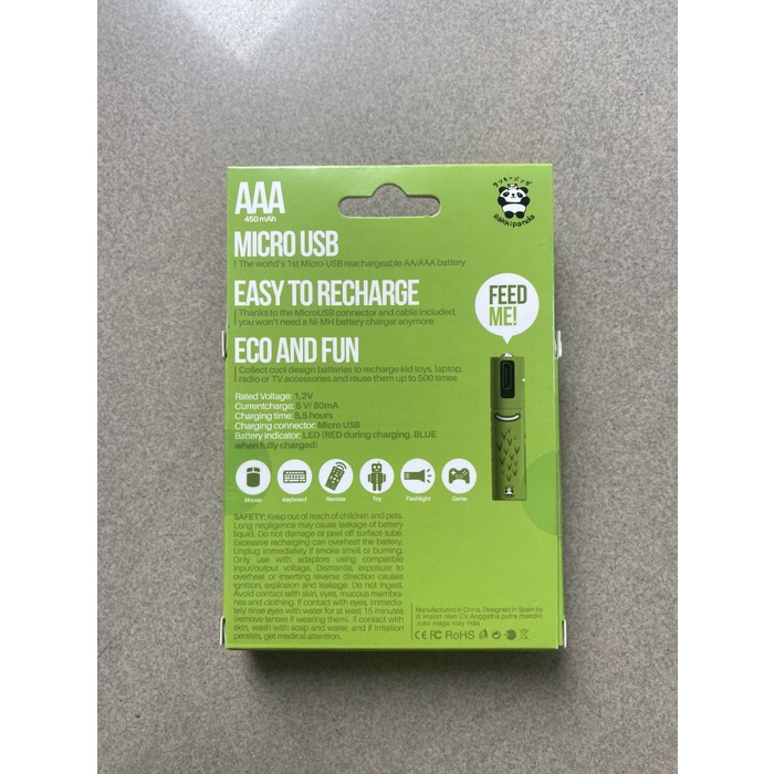 BATTERY RECHARGEABLE/BATERAI CAS AAA RAKKIPANDA ISI 4PC