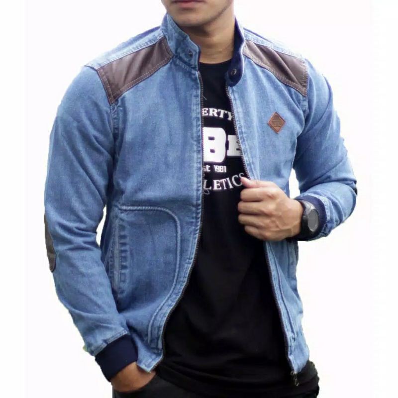 TERMURAH  Jaket Jeans Pria - Jaket Bomber Jeans Pria Hipster Original - Jaket Motor Premium