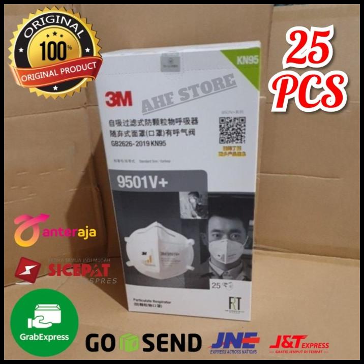 Masker 3M 9501V+ Earloop Kn95 Original 9501 N95 Katup Filter Medis Ori