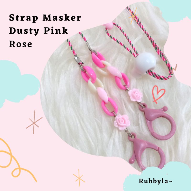 Konektor Hijab Murah/Kalung Tali Masker Rubbyla/Strap masker Korea/Strap Murah/Dusty Pink Rose