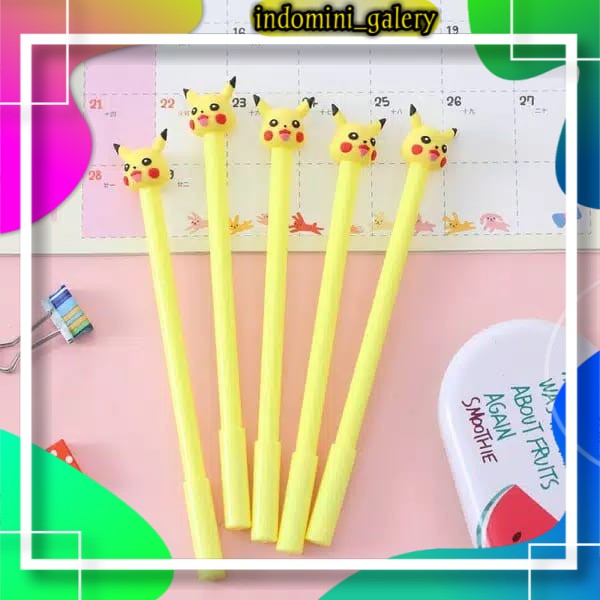 

Pulpen Karakter Lucu Model Pokemon Pikachu Cute Import Tinta Gel Black