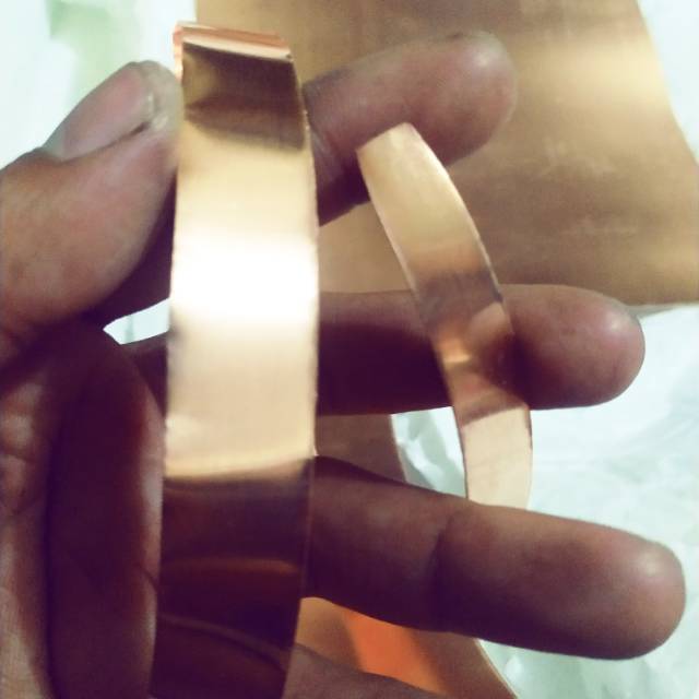Lempengan plat lembaran tembaga murni ukuran 1cm x 15cm tebal 0.3mm