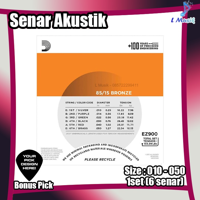 ORIGINAL SENAR GITAR AKUSTIK D ADDARIO - SENAR D ADDARIO ez890 ez900 ez910 ez920 - UKURAN 09 10 11 12