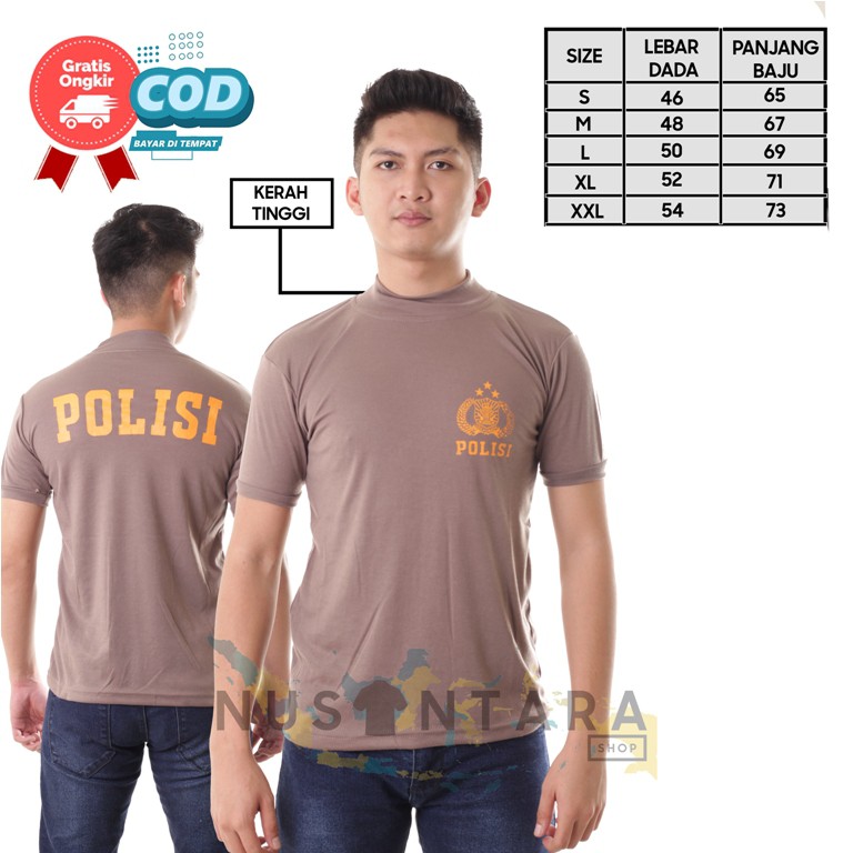 Polisi Kaos Polri Kerah Tinggi &amp; Pendek Kaos Dinas polisi Dalaman polisi Kaos Bhayangkara Indonesia