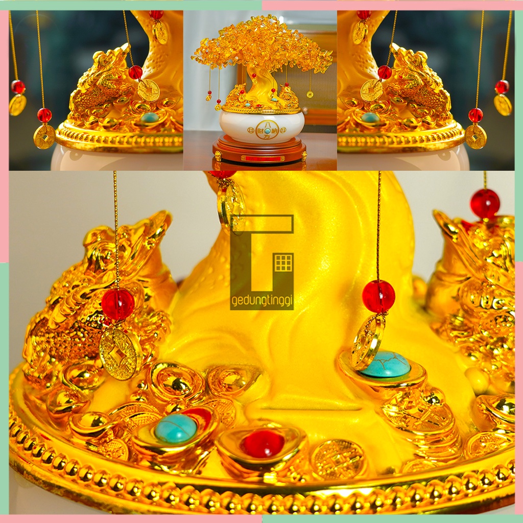 Pajangan Patung Hiasan Hadiah Kado Meja Kantor Aesthetic Pohon Benda Fengshui Fengsui Feng Shui Tree Tanaman Bambu Dewa Dewi Rejeki Rezeki Hoki Kantong Celengan Atm Anak Target Uang Duit Coin Emas Gold Keberuntungan Giok Resin Decoration Lucu Unik Jumbo