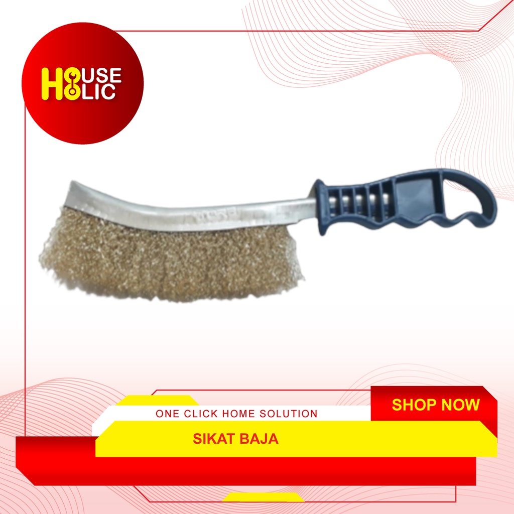 SIkat Baja Kawat Kuningan Sisir Gagang Pvc Brass Knife Brush Coppering