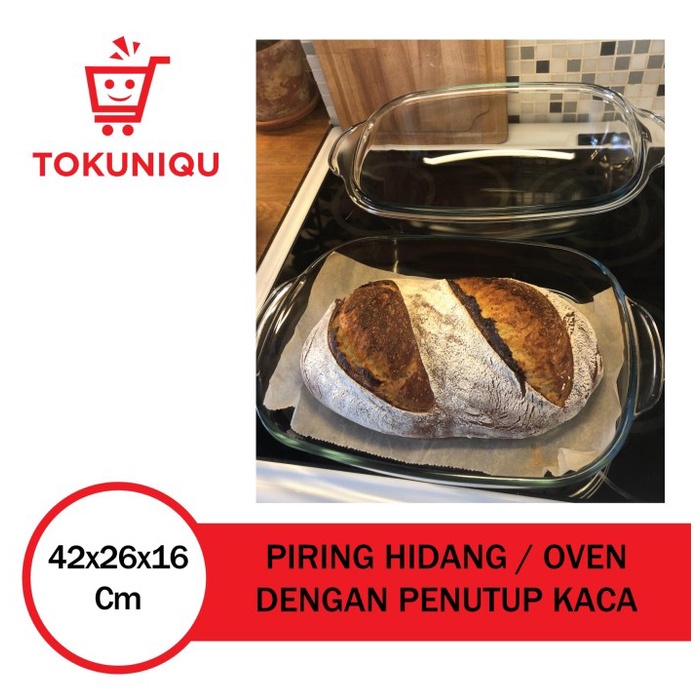Mangkok Kaca - Piring Mangkuk Saji Wadah Microwave Oven Dengan Tutup Kaca Tahan Panas
