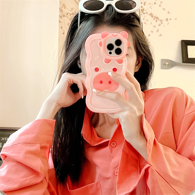 Soft Case Silikon TPU Transparan Motif Kartun Babi Pink Untuk iPhone 13 12 11 Pro Max X Xr Xs Max