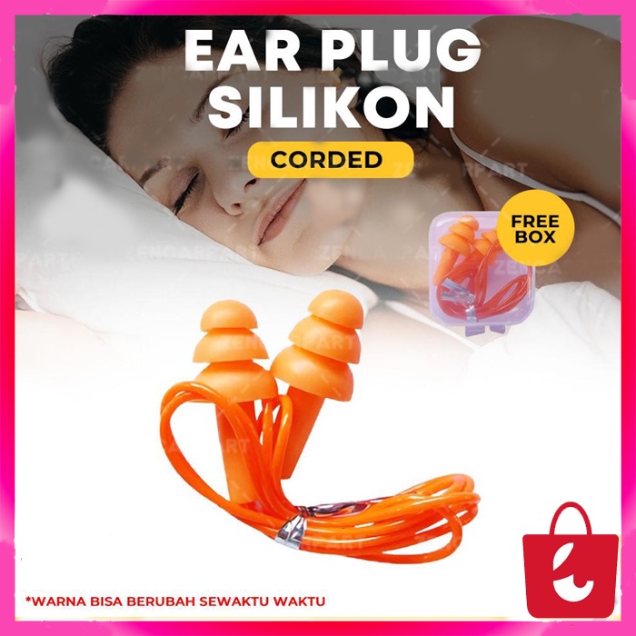 [ 1 Pasang]  Earplug UltraFit Corded Ear Plug Silicone Safety Anti Bising Penutup Telinga Peredam Suara Bising