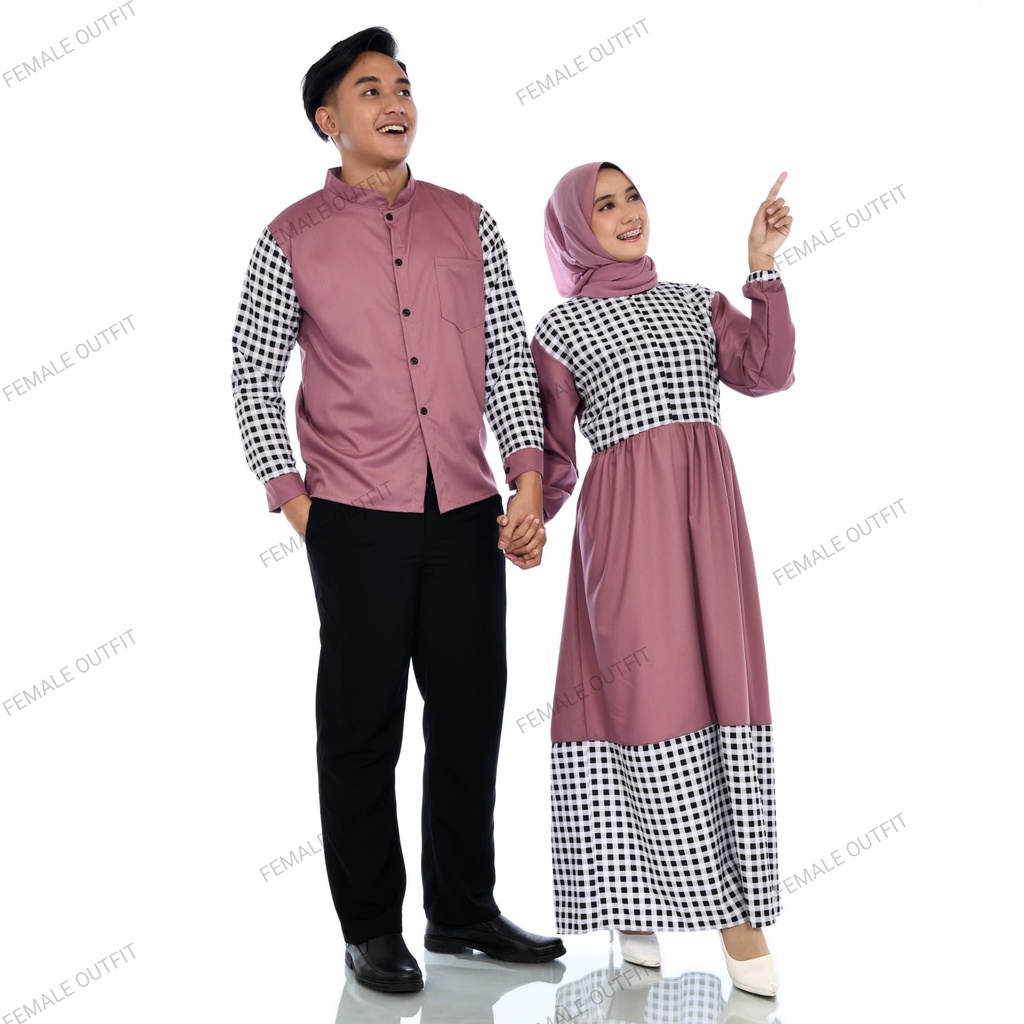 baju couple pasangan - baju couple kombinasi kotak - baju ayah bunda