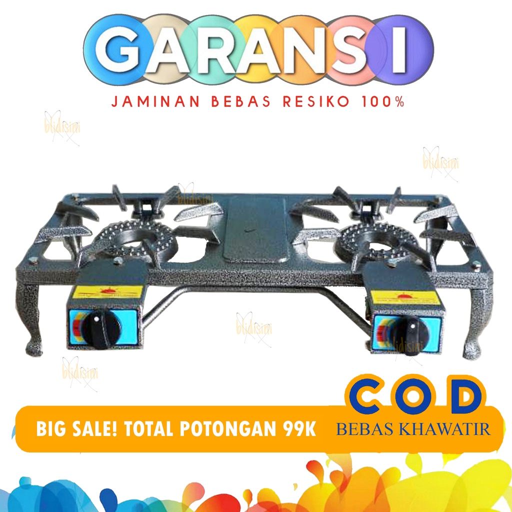 SUN RISE Kompor Gas Cor 2 Tungku Jos Mawar Api Seribu (Kompor Komersial Body Cor)