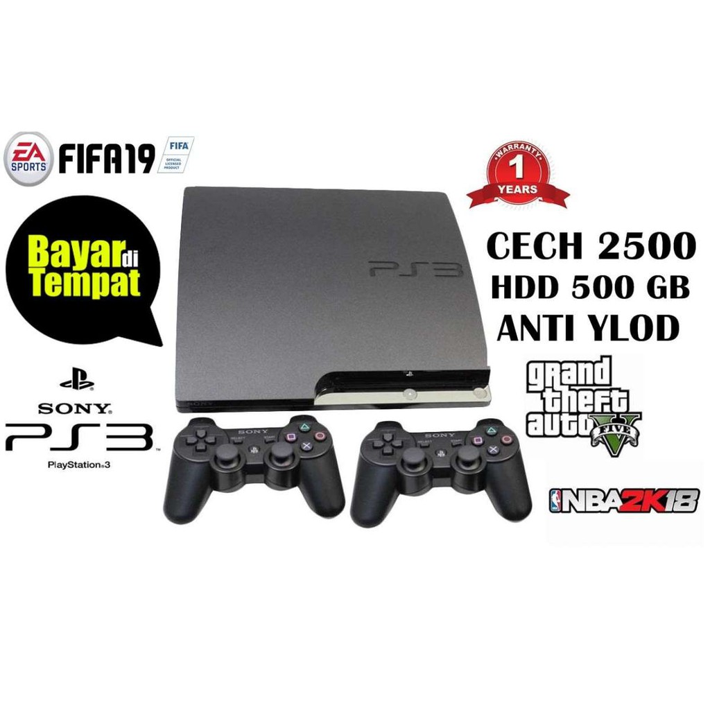 Ps3 Slim Cfw Cech 2500 Hdd 500gb Bonus 2 Stick Wireless Sony Shopee Indonesia