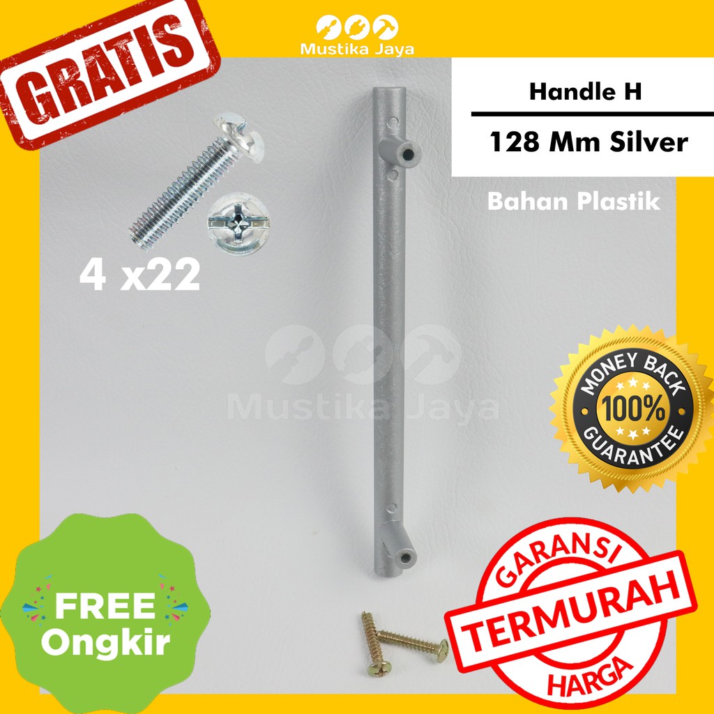 Handle H plastik 128mm silver