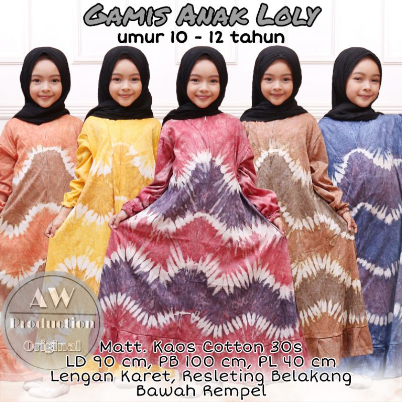 Dress Anak Perempuan Motif Tiedye 10-12 Th Katun Adem Baju Anak Karakter Lucu Cantik Murah Kekinian