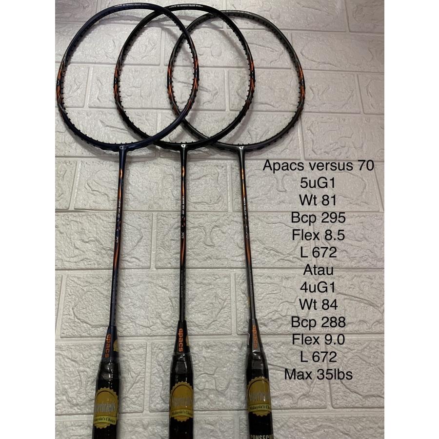 Raket Badminton APACS VERSUS 70 +Senar kuat 35lbs ORIGINAL