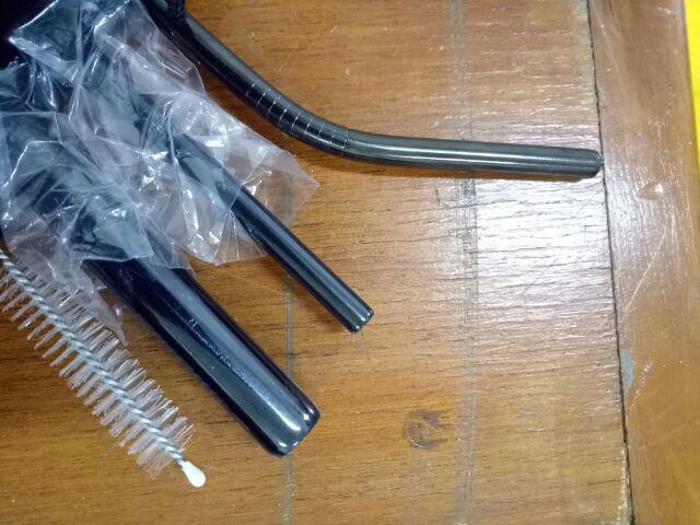 (free Sumpit) Stainless Straw  5 Pcs Black Set