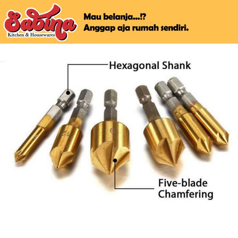 Mata Bor Drill Bit Countersink Metal Brass 6-19mm 6 Pcs Xzante