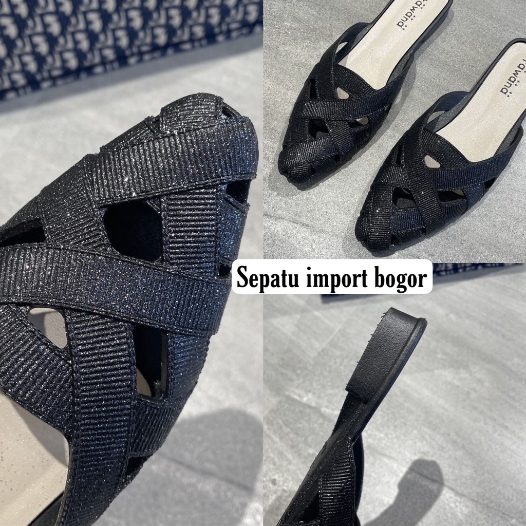 Sandal Flat Jelly ADELLA GLITTER import / Sandal Karet Pesta