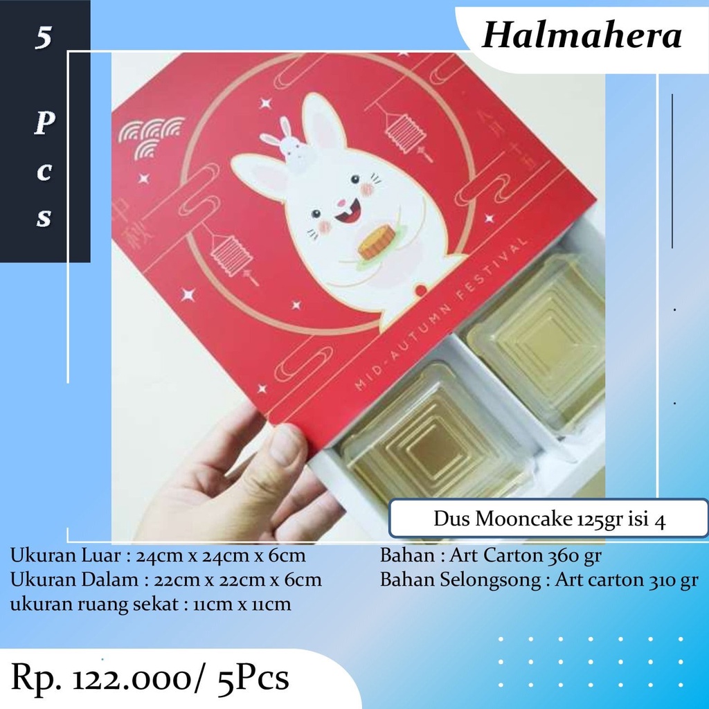 

Box Sekat Mooncake 125gr Dus Mika Sekat 4 Kotak Kardus Pie Eggtart Kue Bulan BL04