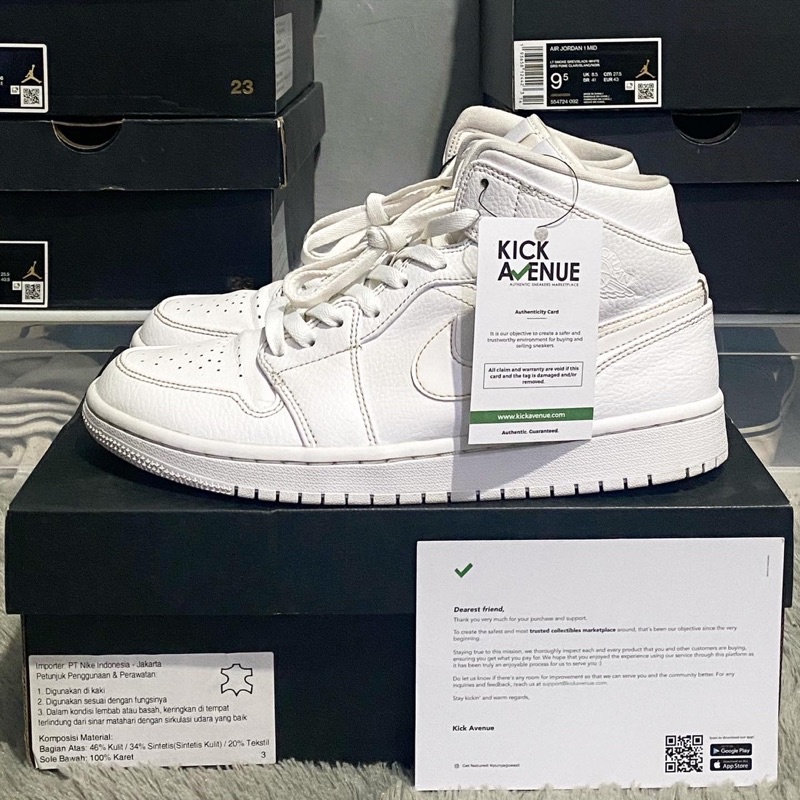 Nike Air Jordan 1 Mid Triple White *100% Original