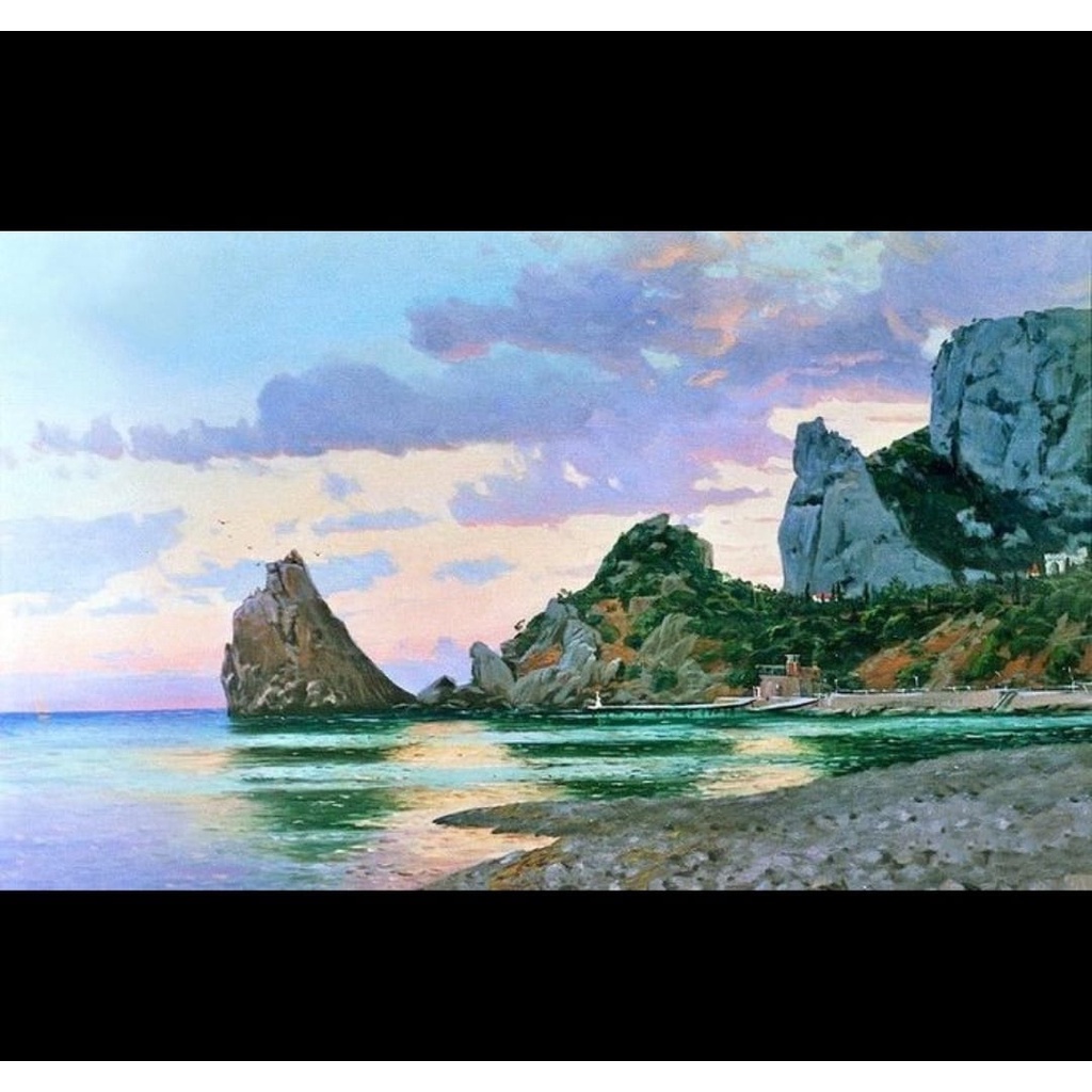 Lukisan kanvas pemandangan pantai 85x135 cm RD b1 ed