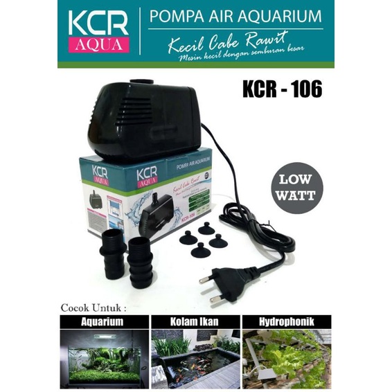 LOW WATT KCR 106 pompa air celup aquarium kolam hidroponik filter koi 85watt 4000 liter 4 M
