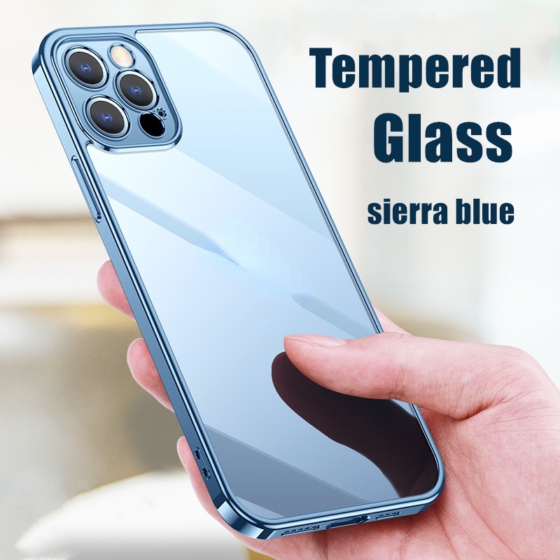 Casing Tempered Glass phone case for iPhone 11 Pro MAX 12 13 Pro MAX 13 mini Transparan shockproof