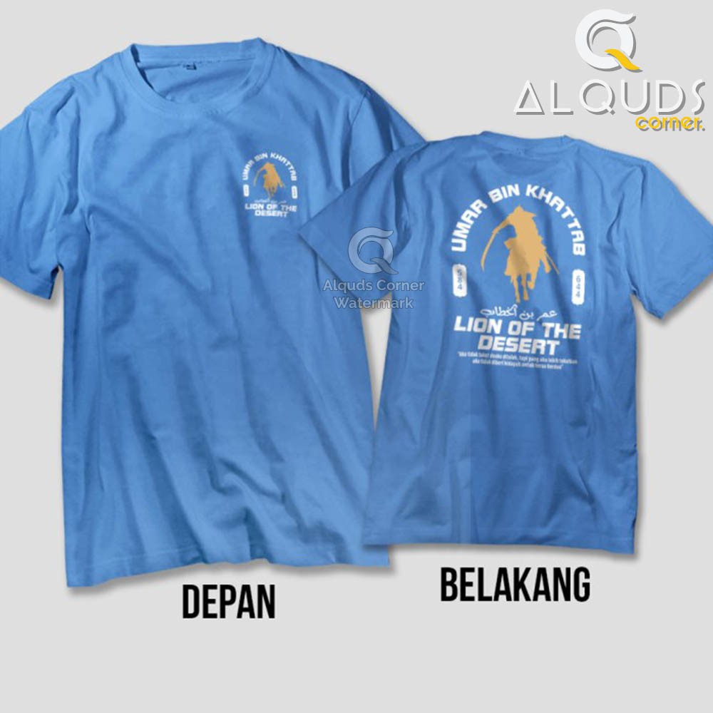 Kaos Dakwah Islami Khalifah UMAR BIN KHATTAB Lion of Dessert / Baju Distro Santri Muslim / 3489-8