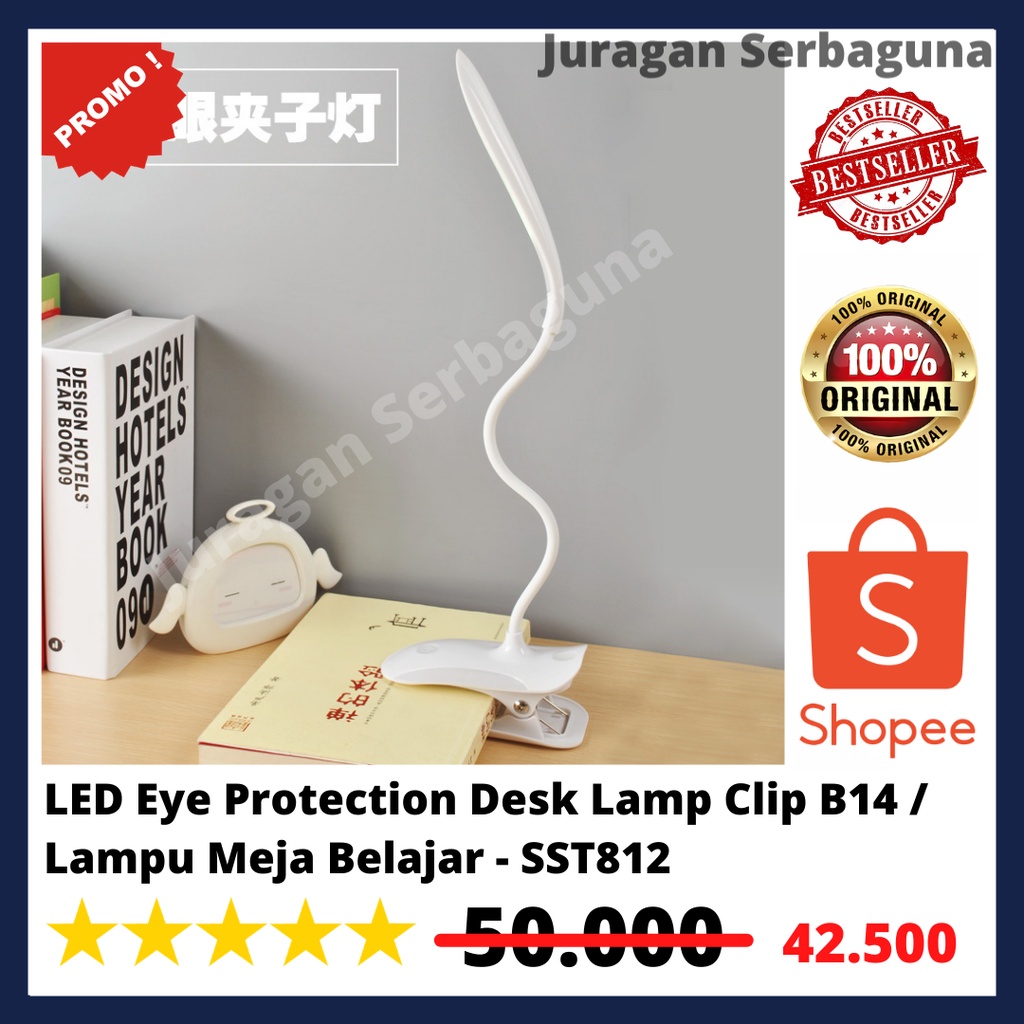 LED Eye Protection Desk Lamp Clip B14 / Lampu Meja Belajar - SST812 - White