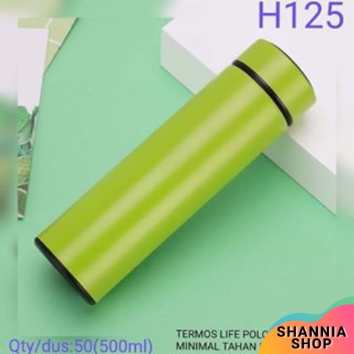 H125 [HIJAU] Termos Life Polos / Thermos Botol Minum Stainless Steel Anti Karat 500ml