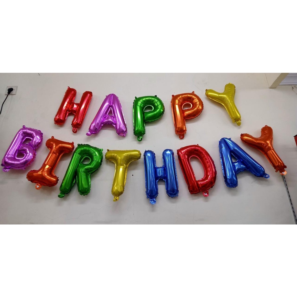 Balon Foil Huruf Tulisan Happy Birthday Pelangi