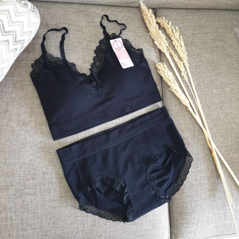 Bh Bralette Set Rajut Fashion Brokat Import