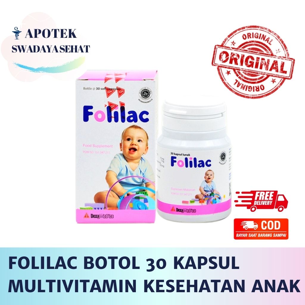 FOLILAC Botol 30 Tablet - Suplemen Multivitamin Anak DHA Minyak Ikan