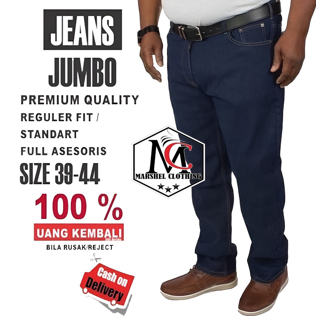 RCL - Celana Jeans Coklat Panjang Pria Reguler Jumbo Big Size Jens Cowok Standar Ukuran Besar 38 s/d 44