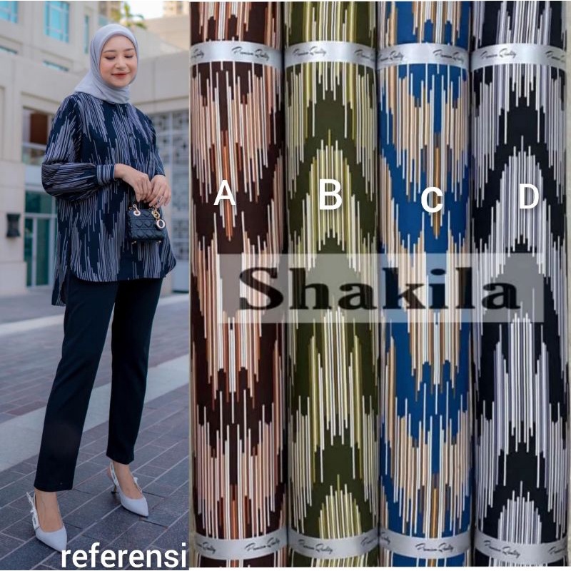 Kain Shakila Premium Motif Garis Zigzag harga setengah meter