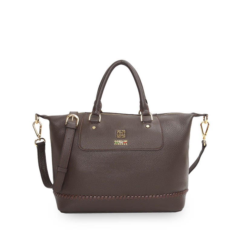 Gobelini Bostonian Satchel Weave Dark Brown