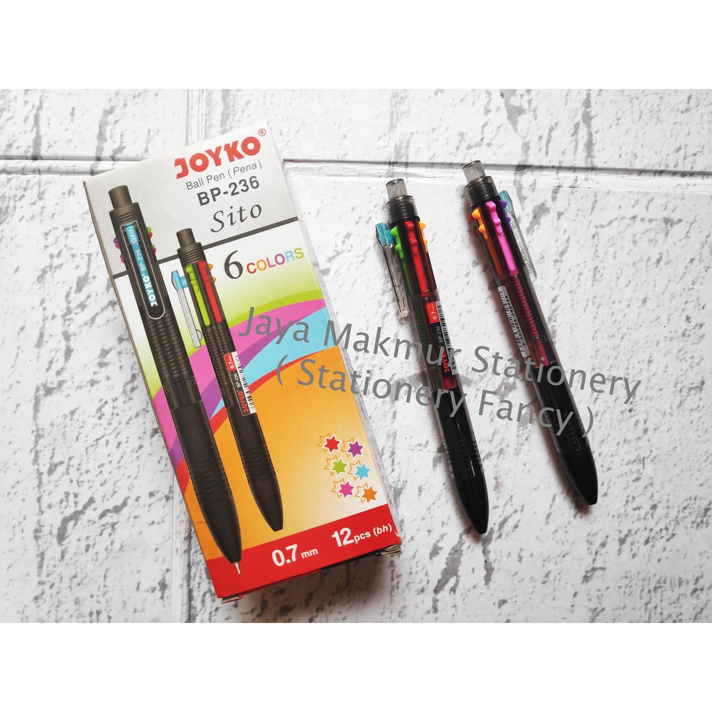 

Pen Joyko SITO 6 warna 0.7 mm BP-236 ( Eceran dan lusinan)