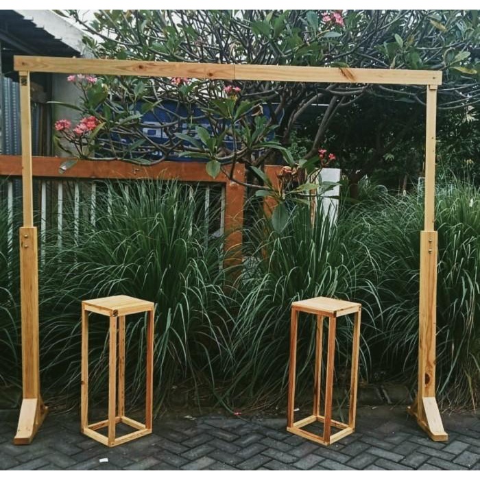 Dekor | Gawang Backdrop Kayu / Gate Dekorasi Wedding Nikah Rustic - 2 X 2,25 X