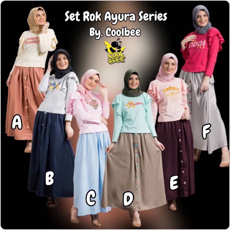 SET ROK AYURA COOLBEE / SETELAN ROK MUSLIM REMAJA