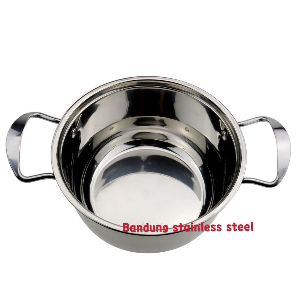 Panci sup soup pot 22cm 24cm stainless steel tutup kaca murah gagang stainless