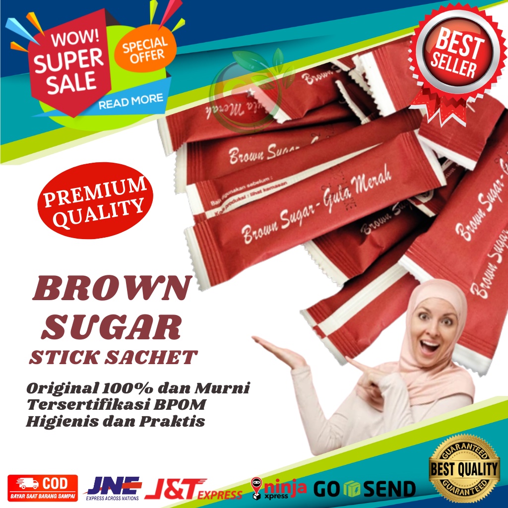 BROWN SUGAR / GULA MERAH / KEMASAN STICK TERMURAH KEMASAN SACHET TERSEDIA 125 PCS TERBARU / GULA SEMUT