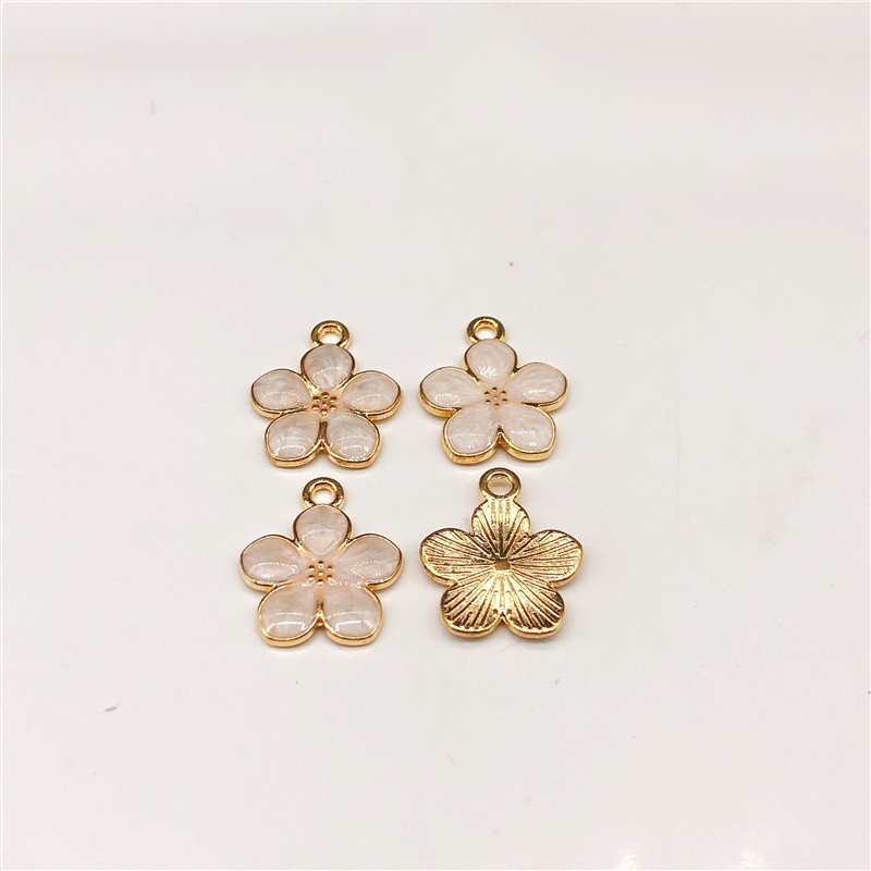 4pcs Manik-Manik Enamel Bentuk Bunga Bahan Alloy Metal Untuk Membuat Perhiasan Gelang DIY