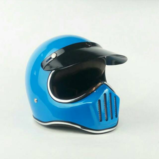 Helm Cakil Motor Retro Boulter Blue Solid
