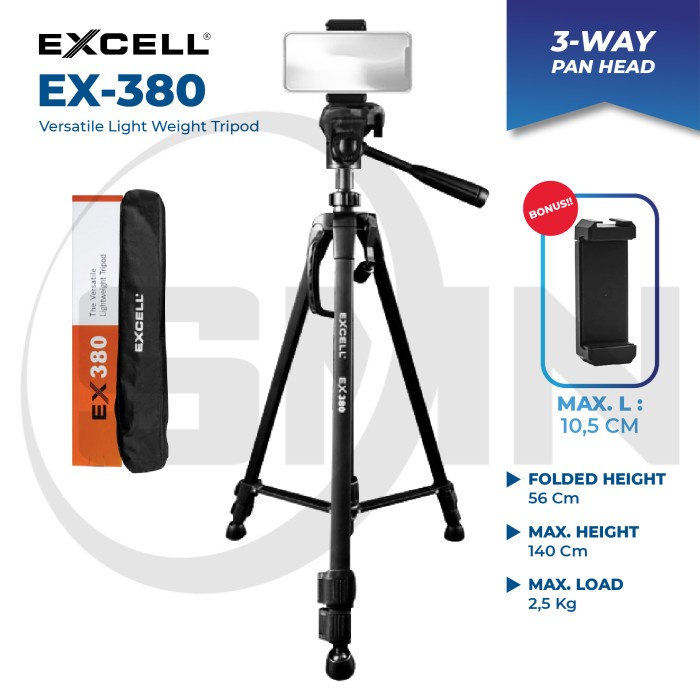 Tripod Tripod EXCELL EX 380 Panhead tripod hp kamera plus bag(U9H1) Tripod Stand BISA COD Tripod Sta