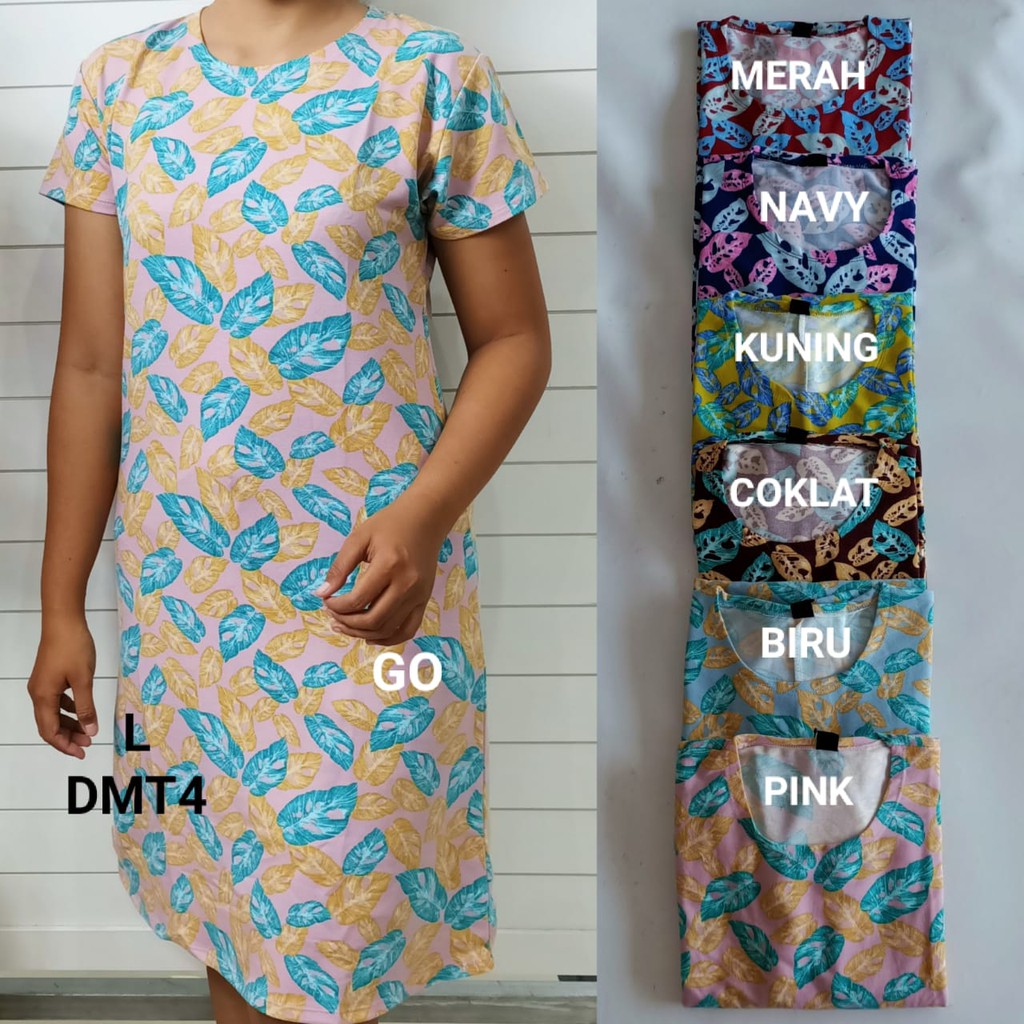 gof DMT LMN DRESS/DASTER Wanita Casual Bermotif Pakaian Perempuan Lengan Pendek